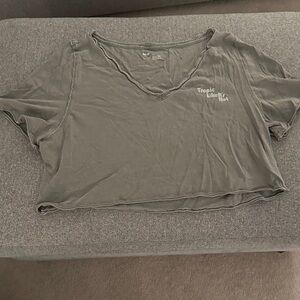 Aerie Gray Crop Top with Slogan